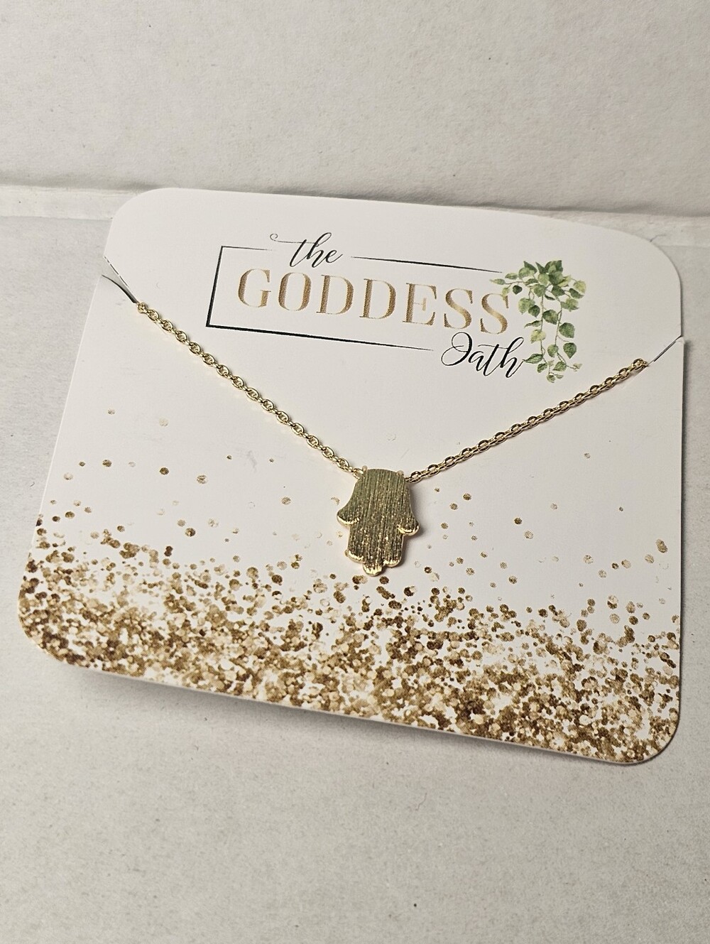 NWT Gold Hamsa Pendant Necklace Gold Dipped Hand Made In Korea 15.5" 16.5" 17.5"